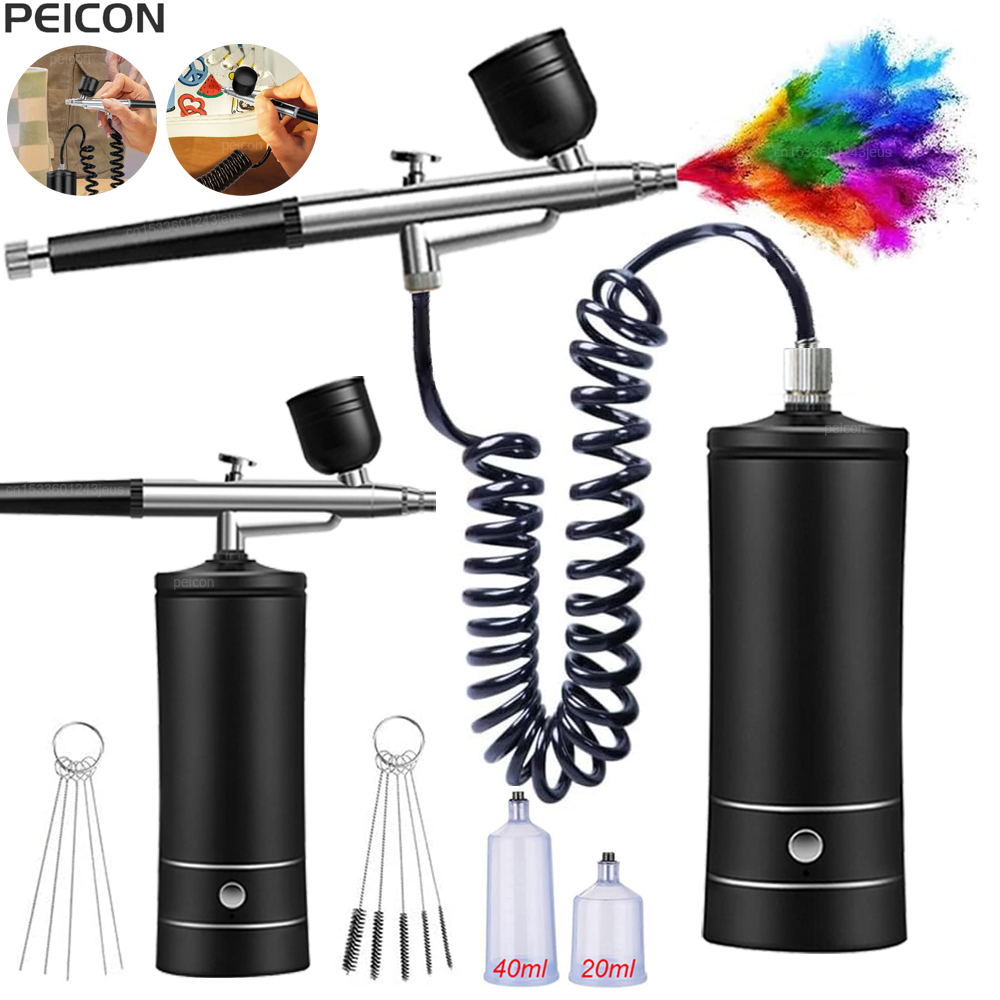 Airbrush Kit Compressor - Kompresörlü Airbrush Taşınabilir Airbrush Boya Spreyi