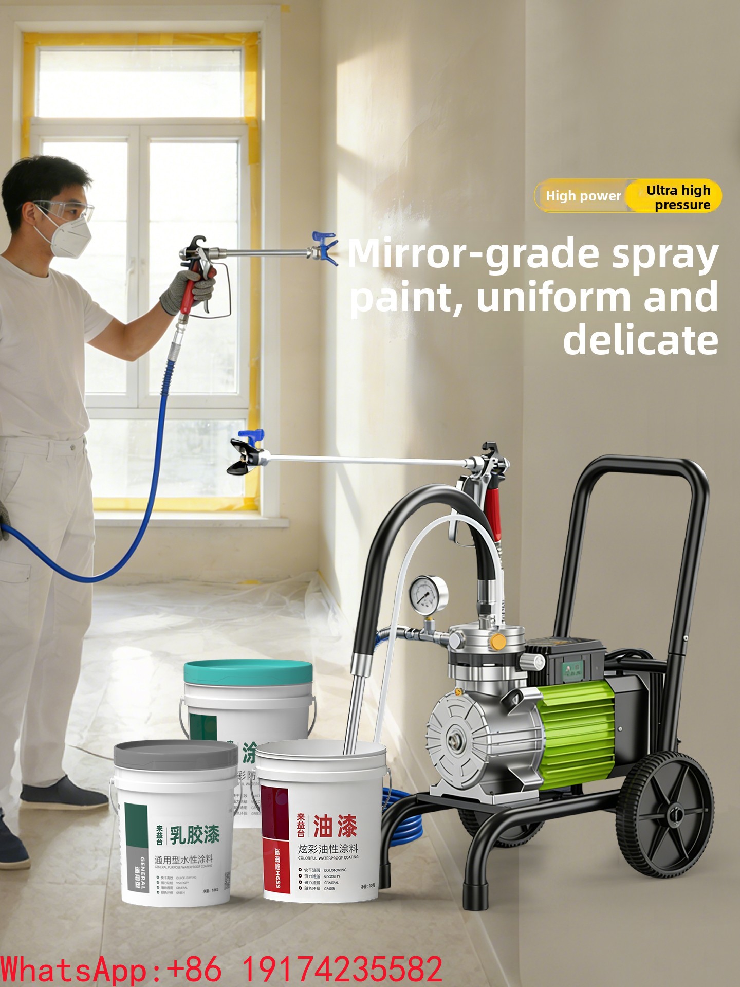 Airless Paint Sprayer 3000Psi - 5200W Güçlü Diyaframlı Boya Püskürtme Makinesi,