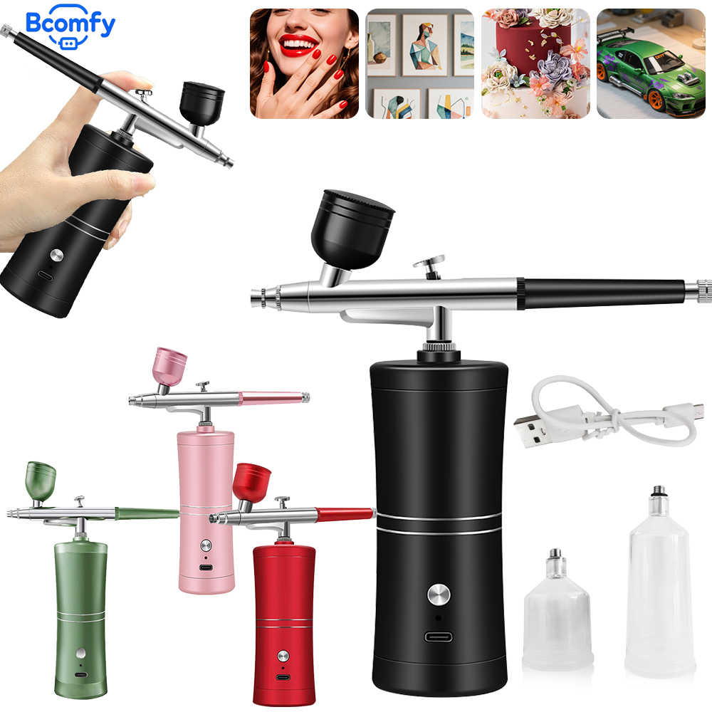 Airbrush Kit Compressor - Airbrush Çivi Kompresörlü Akülü Taşınabilir Airbrush