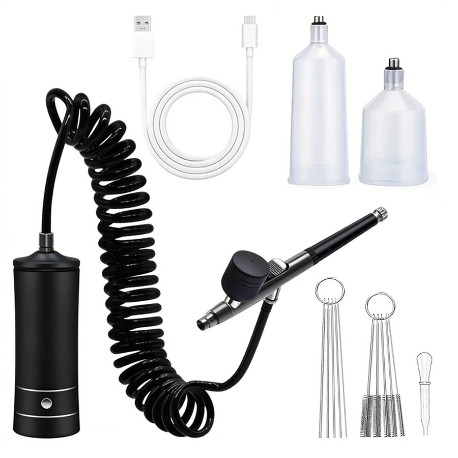Spray Gun Air Compressor Kit - Taşınabilir Hava Fırçası Seti, Kompresörlü Temizleme