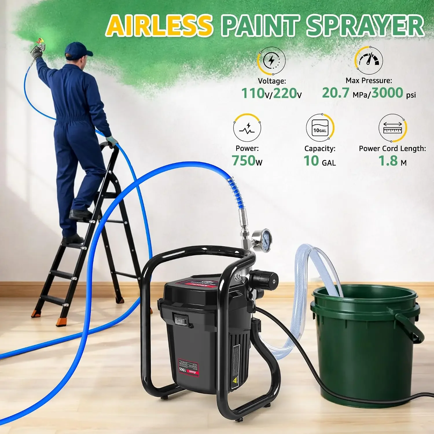 ABD Gönderimi 750W Havasız Boy - Airless Paint Sprayer 3000Psi incelemesi ve fiyatı